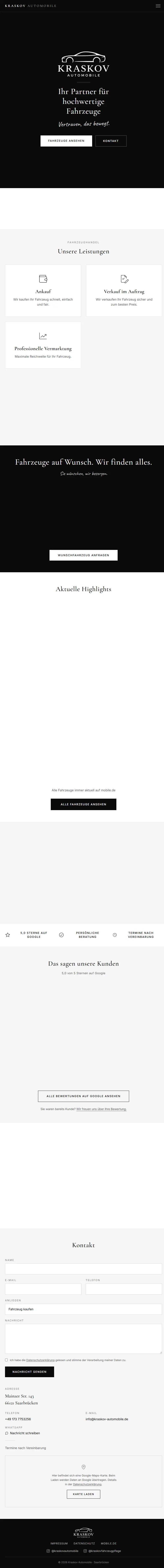 Screenshot der Website von Kraskov Automobile